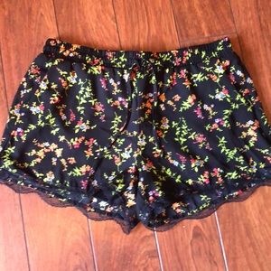 Black floral shorts